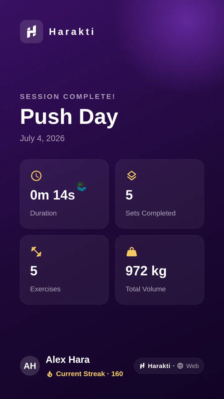 Auto-generated Harakti workout story card